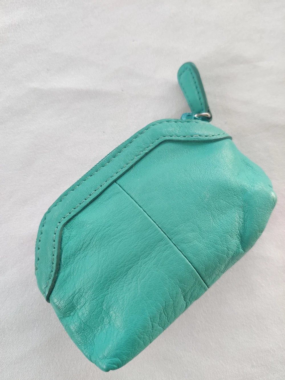 Brighton Teal Heart Accent Leather Coin Pouch
